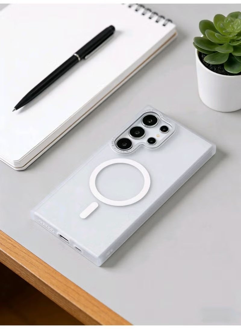 for Samsung S25 Ultra Case, Compatible with MagSafe, Magnetic Translucent Matte Back Shockproof Cover with Strong Magnet, Slim Thin Full Protection Phone Case for Galaxy S25 Ultra 5G (white) - Image 4